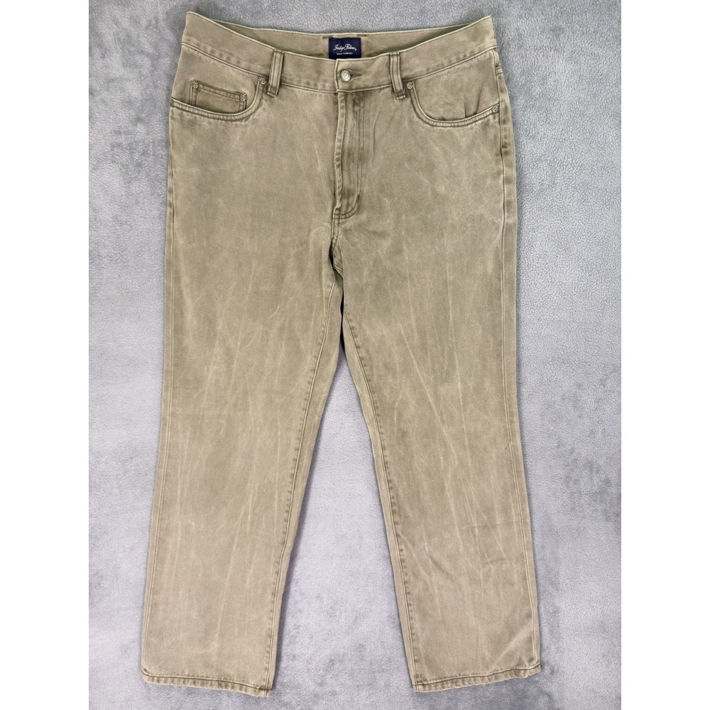 Tommy Bahama Indigo Palms Jeans Mens 36x32 Tan Denim Straight Mid Rise Vintage